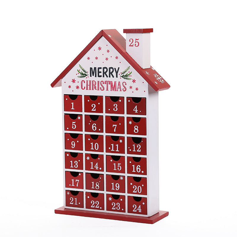 Table Decoration Christmas Decorations Wooden Red House Calendar Ornaments